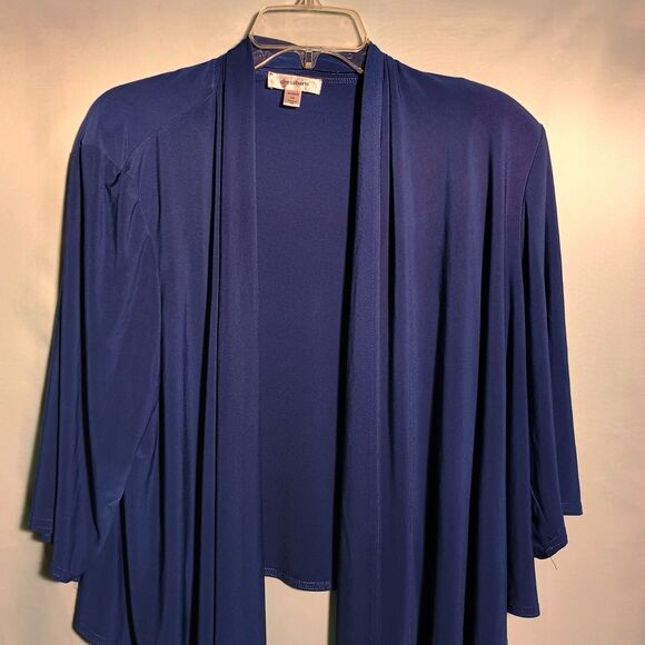 Women's Royal Blue Open-Front Cardigan – Lightweight 3/4 Sleeve Drape Layer - Picture 2 of 4